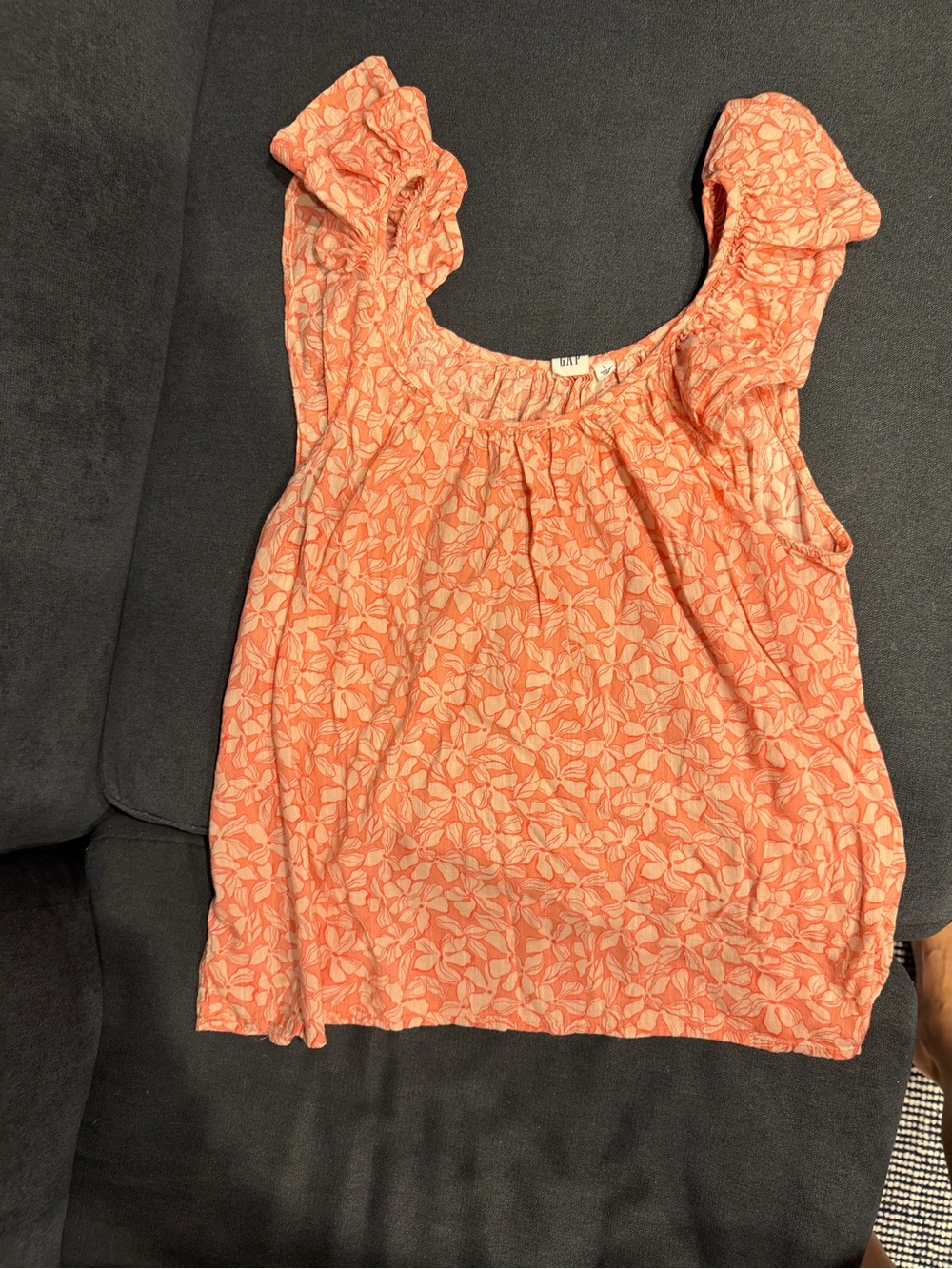 GAP Coral Floral Ruffled Sleeve Scoop-Neck Camisole